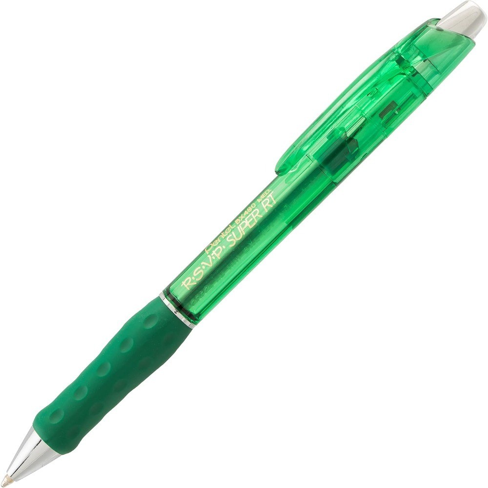Medium Point Ballpoint Pens, Green Ink, 1.0mm Tip, 2-Pack Office School Writing