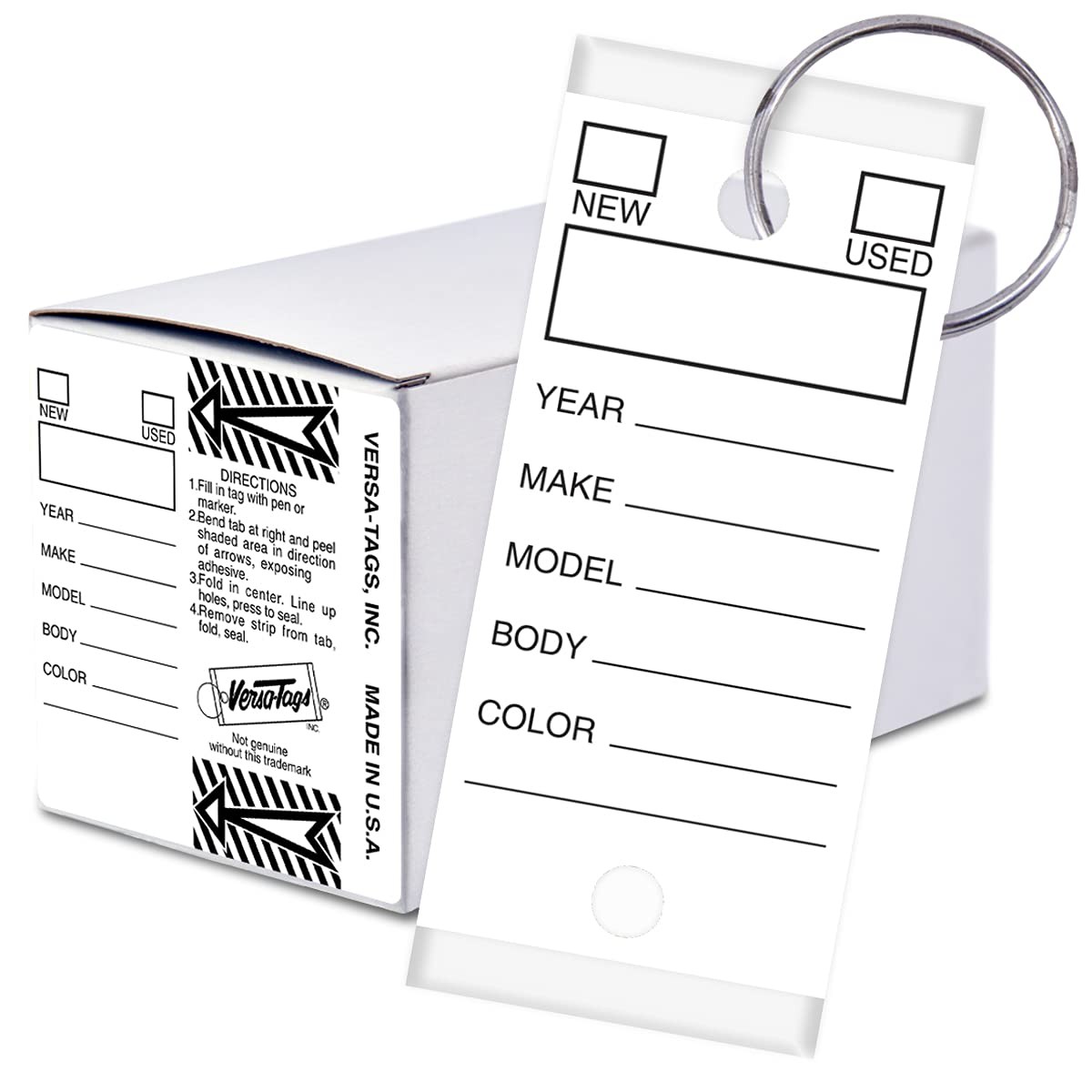250 Per Box, Self-Protecting Paper Key Tags with Chrome-Plated Split Rings Pe…