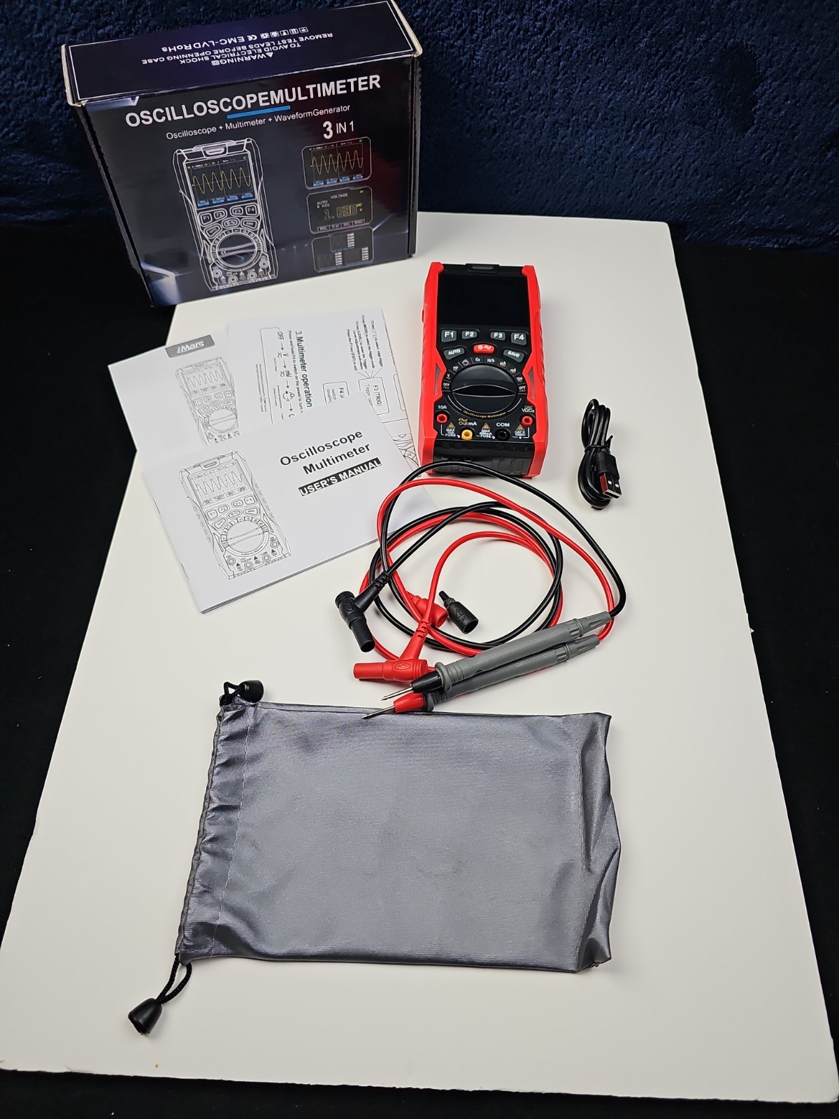 3 in 1 Oscilloscope Digital Multimeter 12MHz 50MSa/s Generator Portable Tester