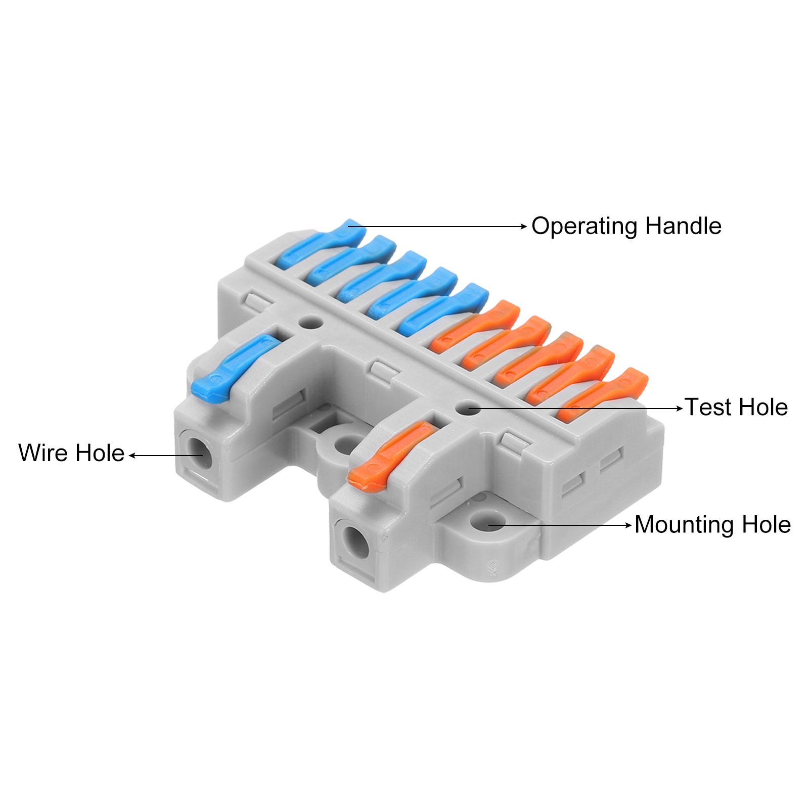 10 x Din Rail Press Quick Terminal Wire Connectors 2 in 10 Out 32A 28-12AWG