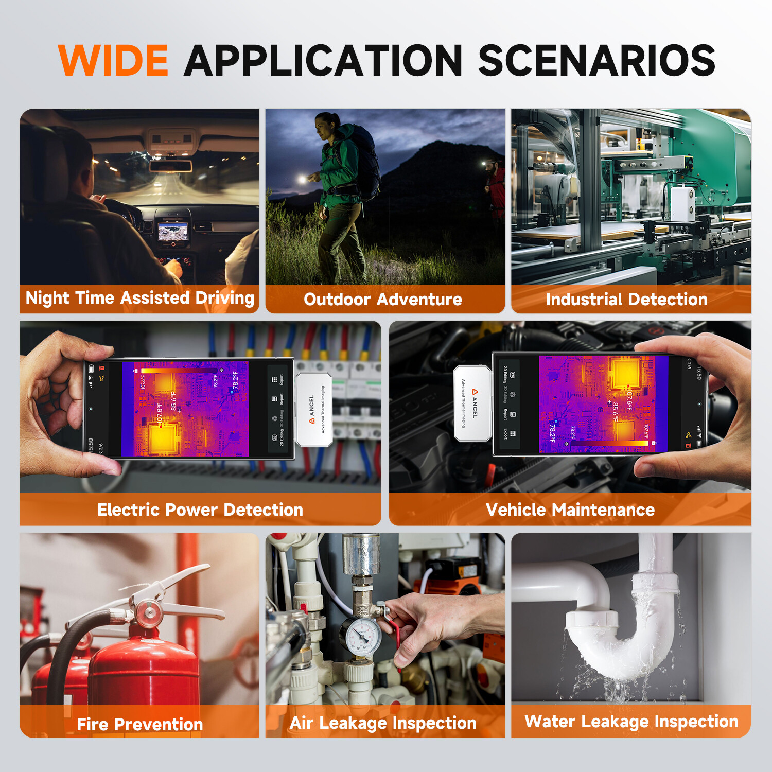 ANCEL Thermal Imaging Camera for Android 256×192 IR Resolution 25Hz Refresh Rate