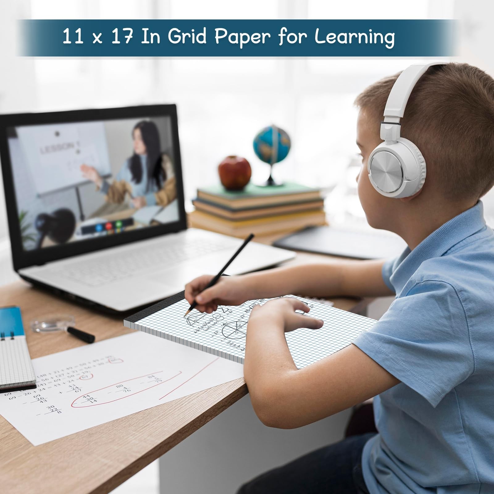 Large Graph Paper Pad 11 X 17, Grid Paper, 4X4 Graph Ruled, Blueprint Quadrille