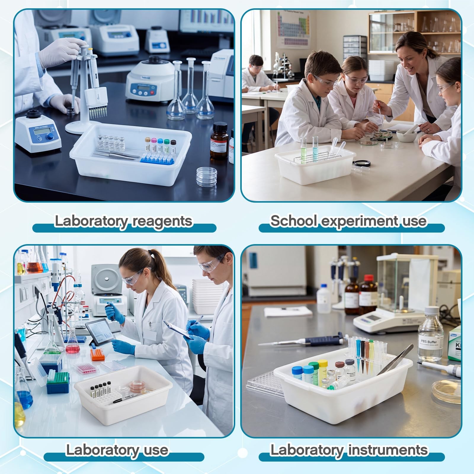10 PCS MultiPurpose Polypropylene Containment Tray 9.45×6.69×2.56 Inch Lab Tool
