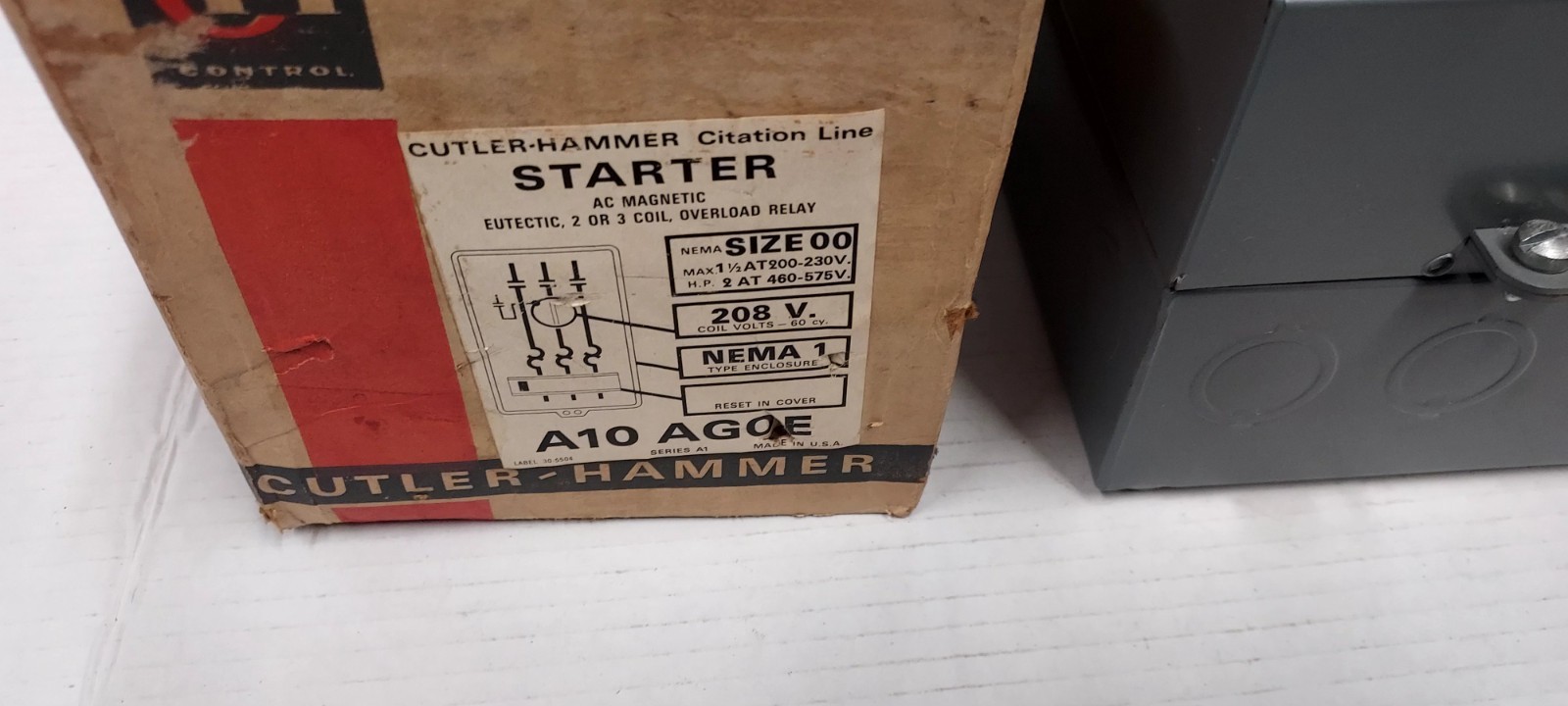 Vintage Cutler Hammer A10 AG0E Starter NOS, size 00 , 208v , NEMA 1