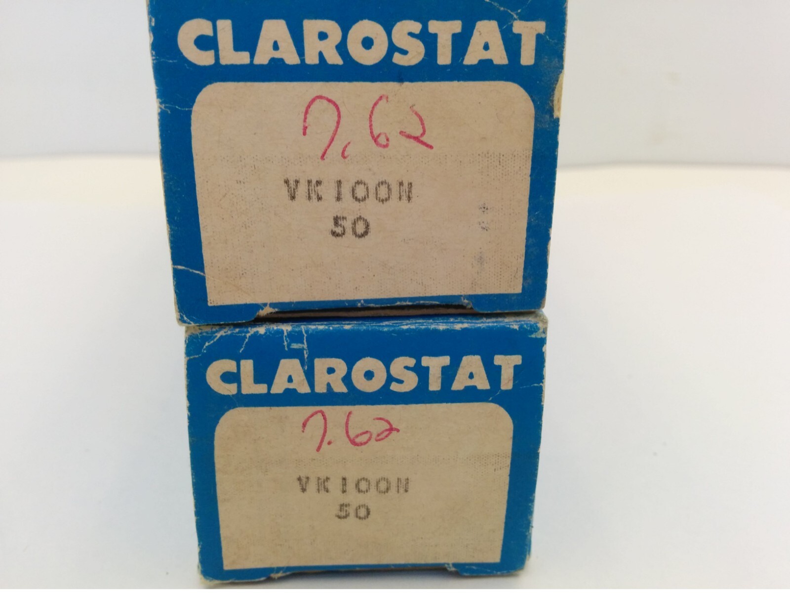 CLAROSTAT VK-100-N 50 OHMS CERAMIC RESISTOR, 411 9020 (LOT OF 2) NIB