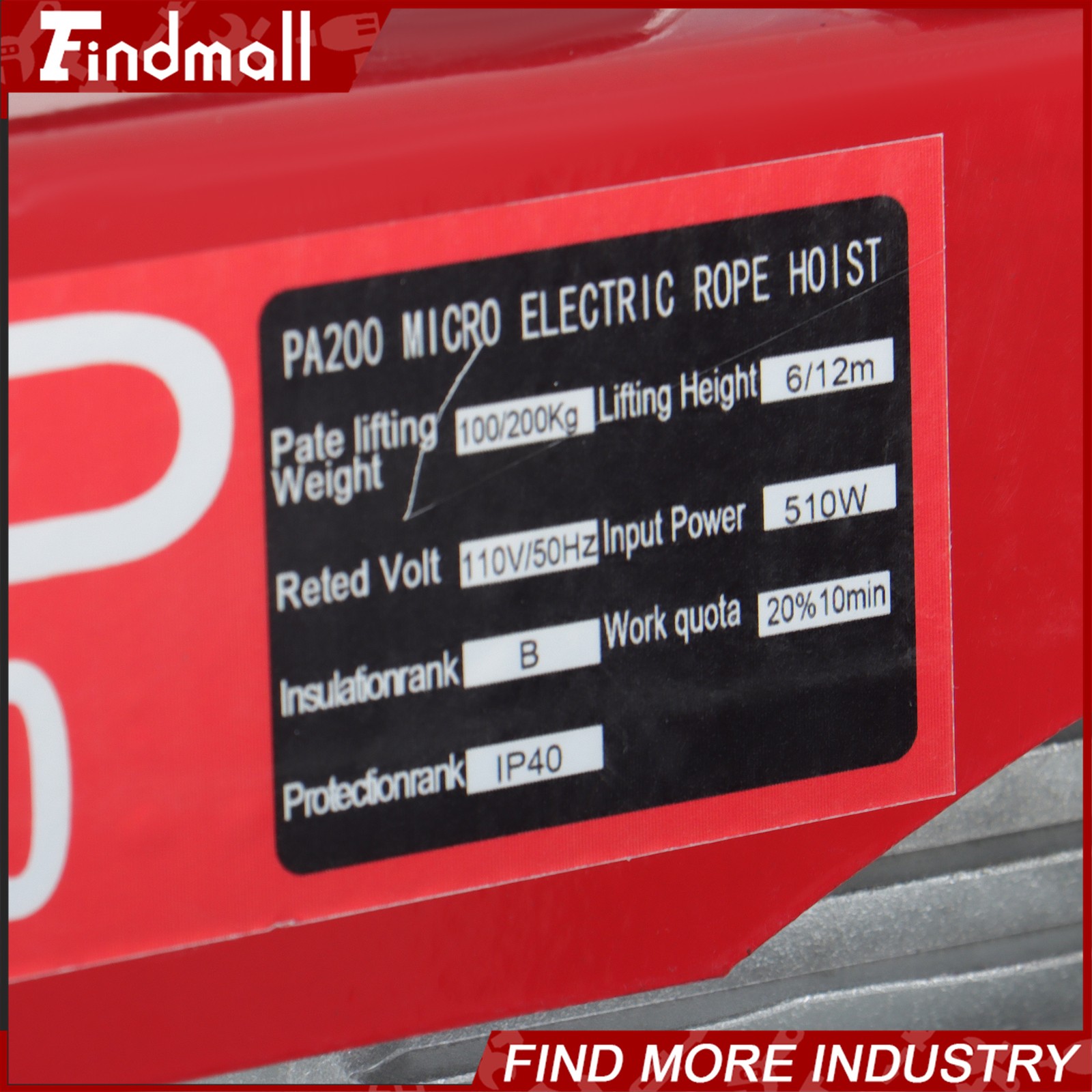 Findmall Mini Electric Hoist 110v 440lbs/200kg 6.6ft/2m Wired Remote Control
