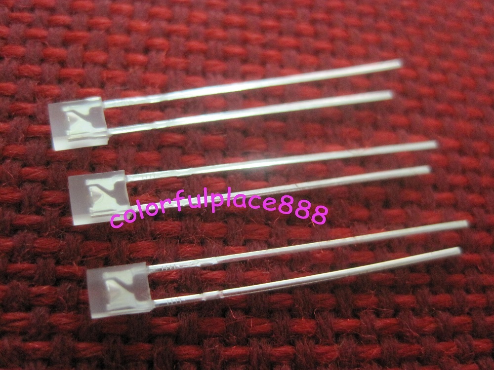 100pcs, 2x3x4mm 2x3x4 mm White Diffused Rectangle LED Leds Lamp Free Resistors