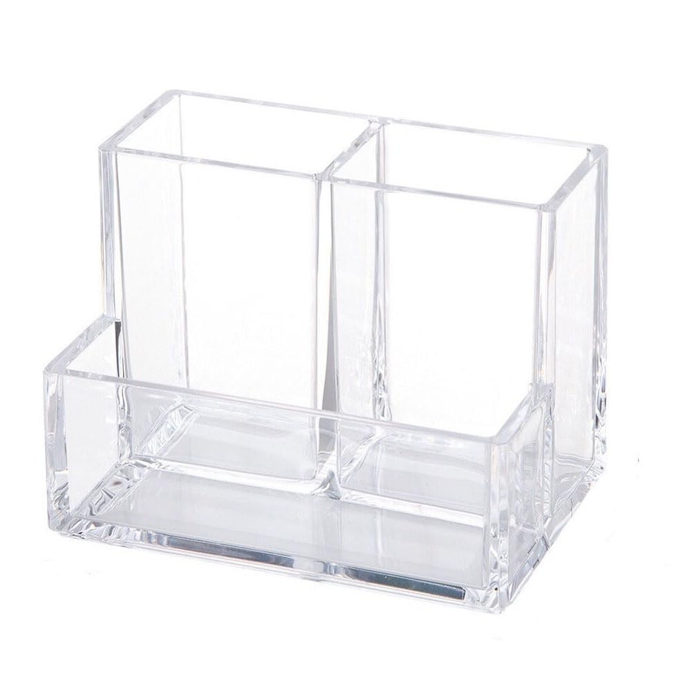 1PC Clear Acrylic Pen Holder Makeup Brush Scissors Organizer with Business Ca…