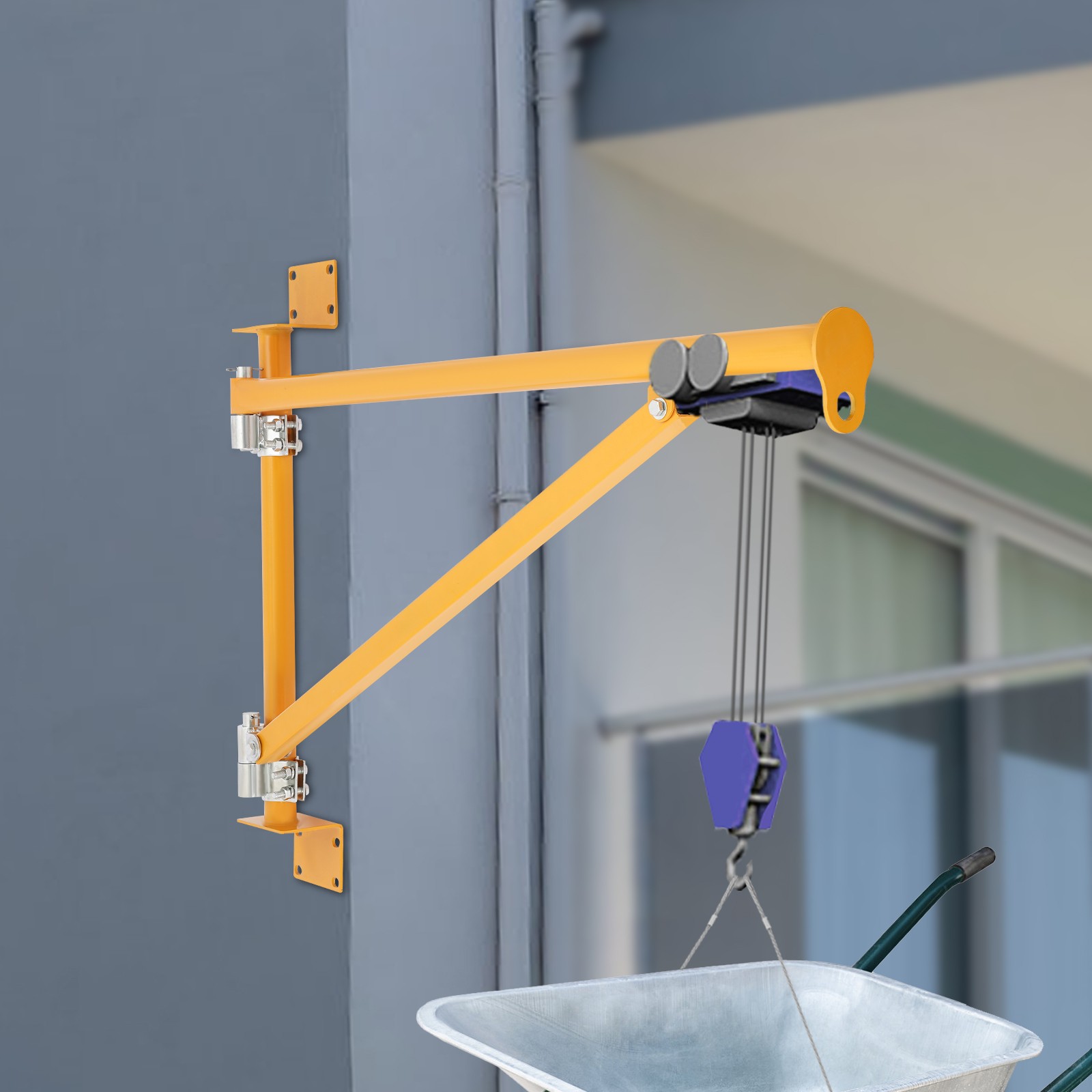 Wall Mount Jib Crane Bracket, 200kg Capacity Swing Arm Hoist, Orange Alloy Steel