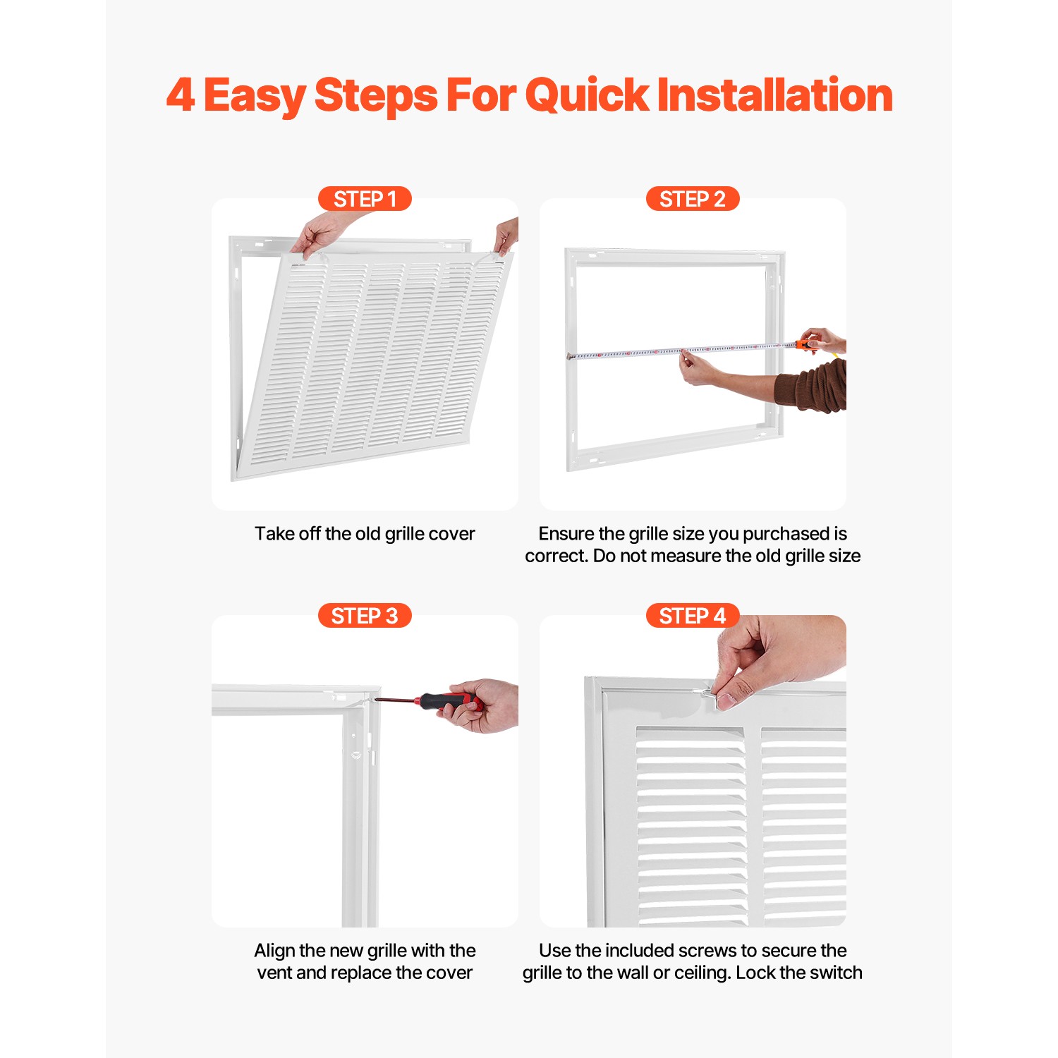 Return Air Filter Grille Fits W30 x H20 In Duct Opening Vent Cover