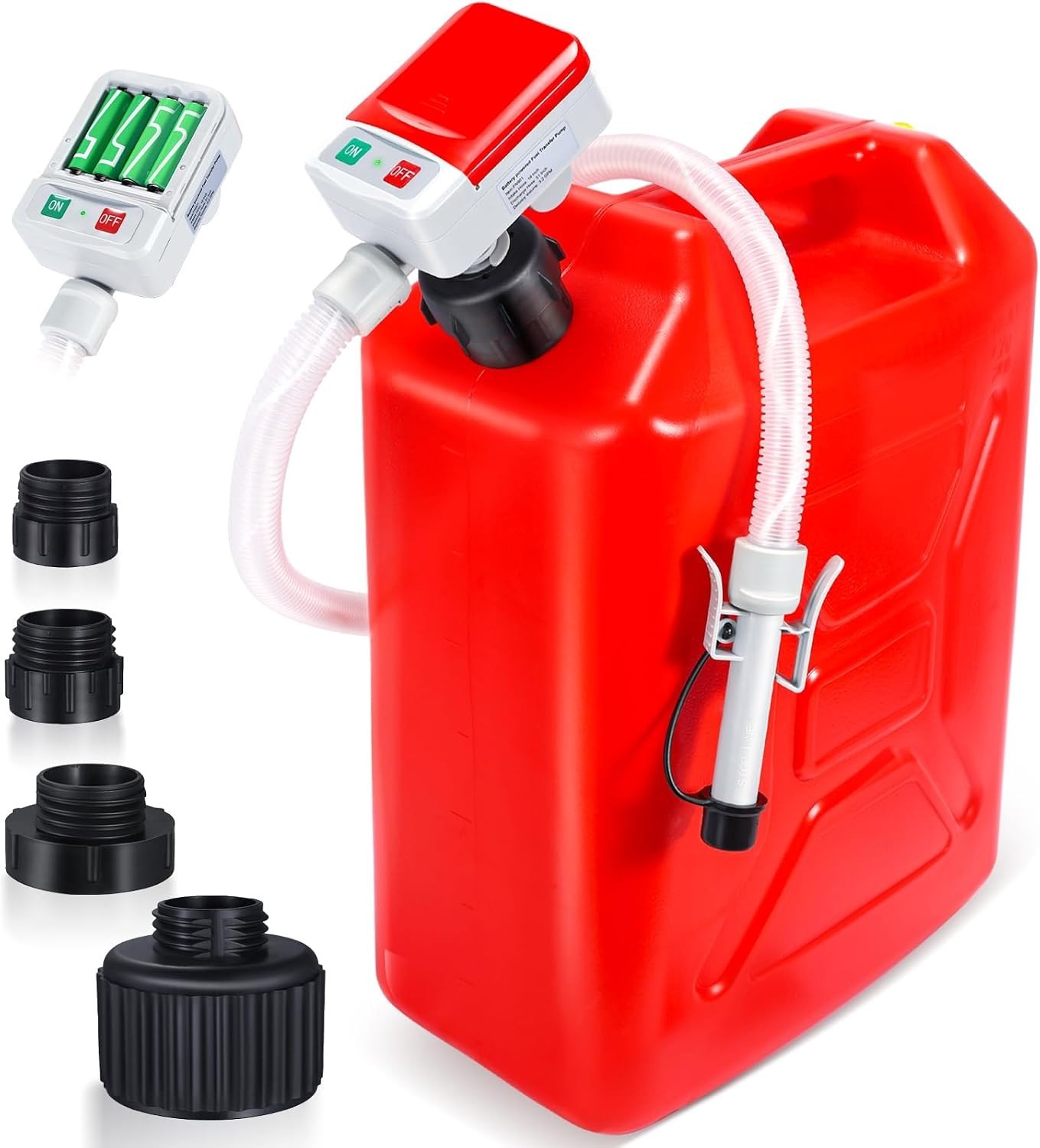 3.2GPM Auto-Stop Sensor Pump with 51″ Hose & 4 Adapters for Efficient Refueling