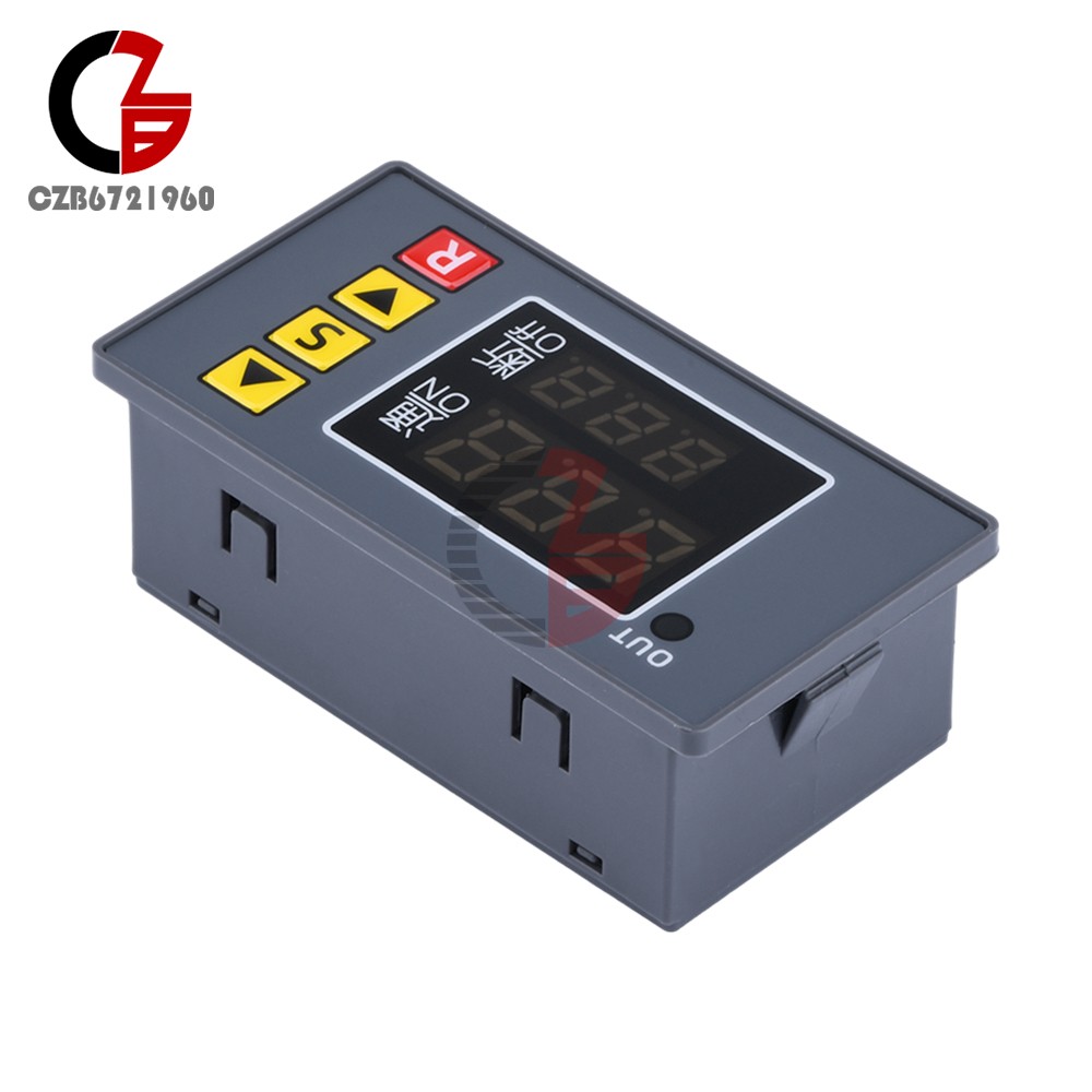 AC110-220V LED Dual Display Cycle Timing Delay Relay Module 0-999s 0-999m 0-999h