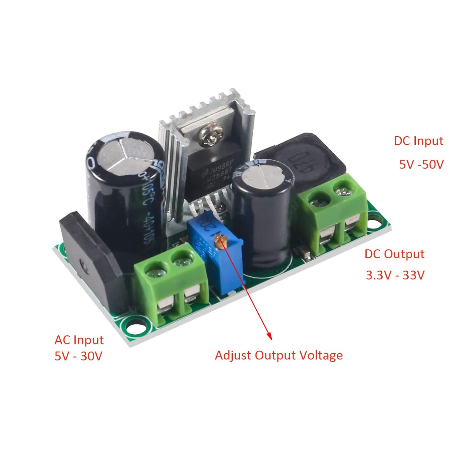 2 PCS AC/DC to DC Step Down Buck Converter 2A LM2596HV Module Regulator Board