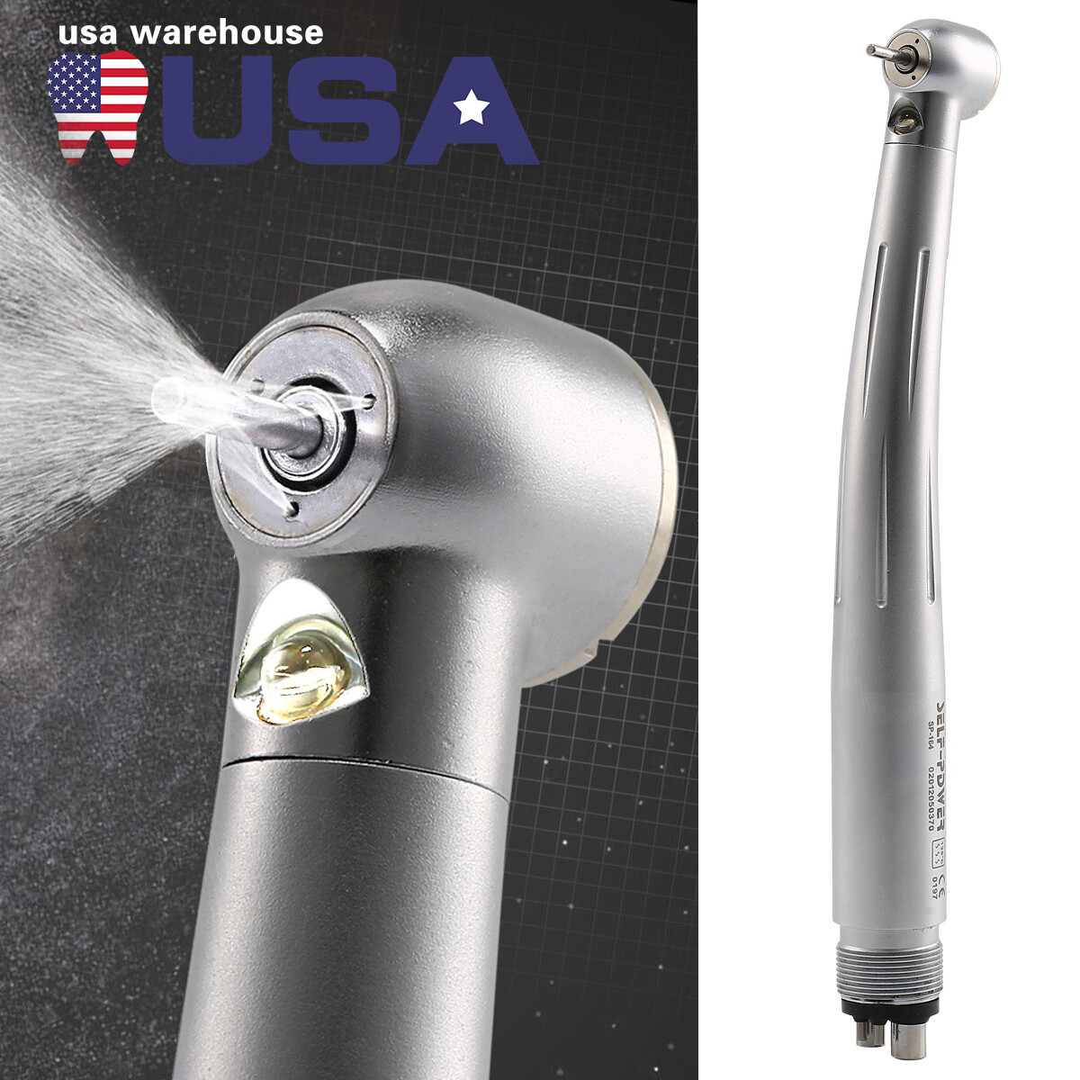 Dental High Speed Handpiece with LED Light E-generator 4 Hole Pana Max US STOCK