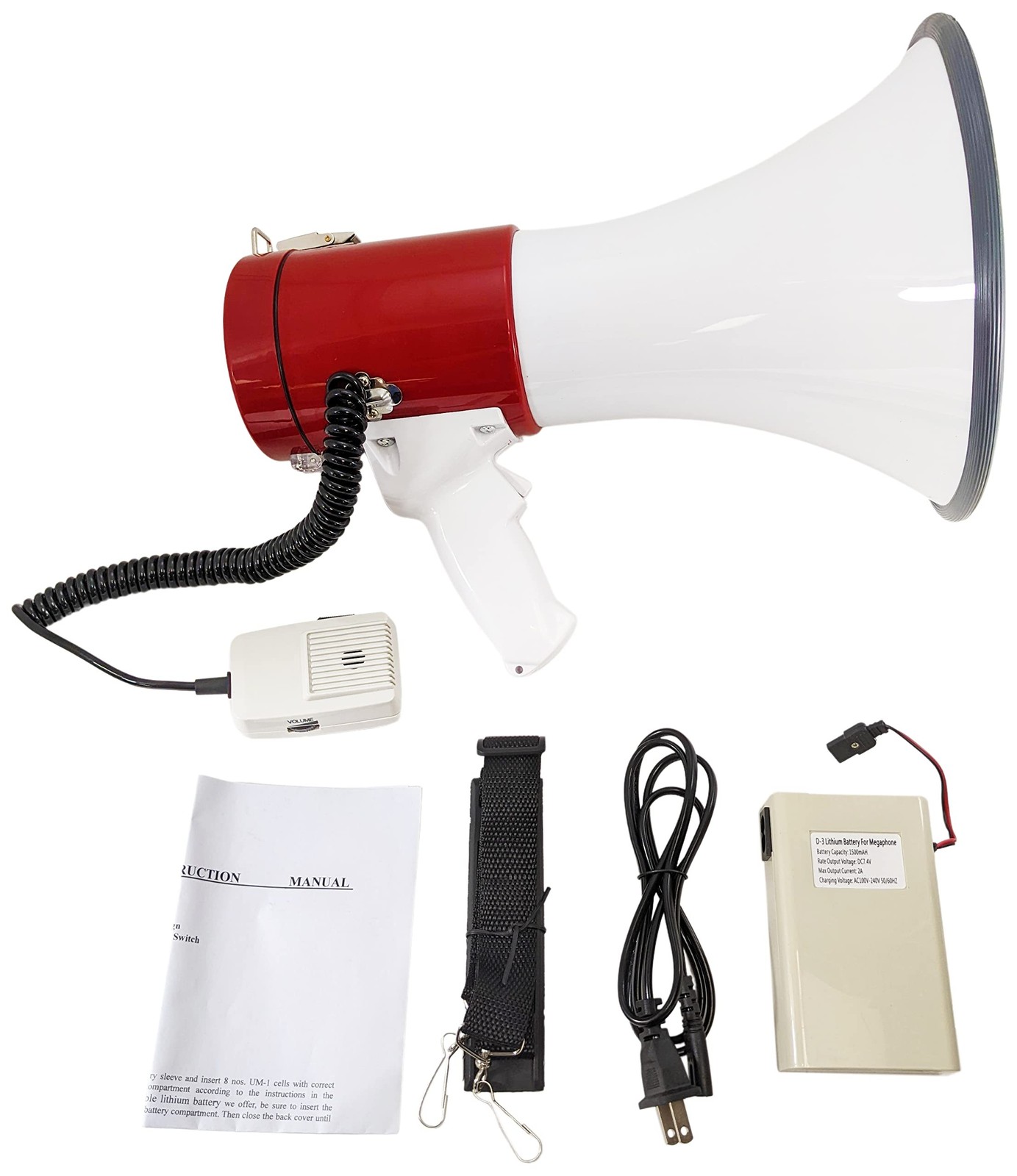 EX ELECTRONIX EXPRESS Rechargeable 50 Watt Loud Megaphone with Siren Bullhorn…