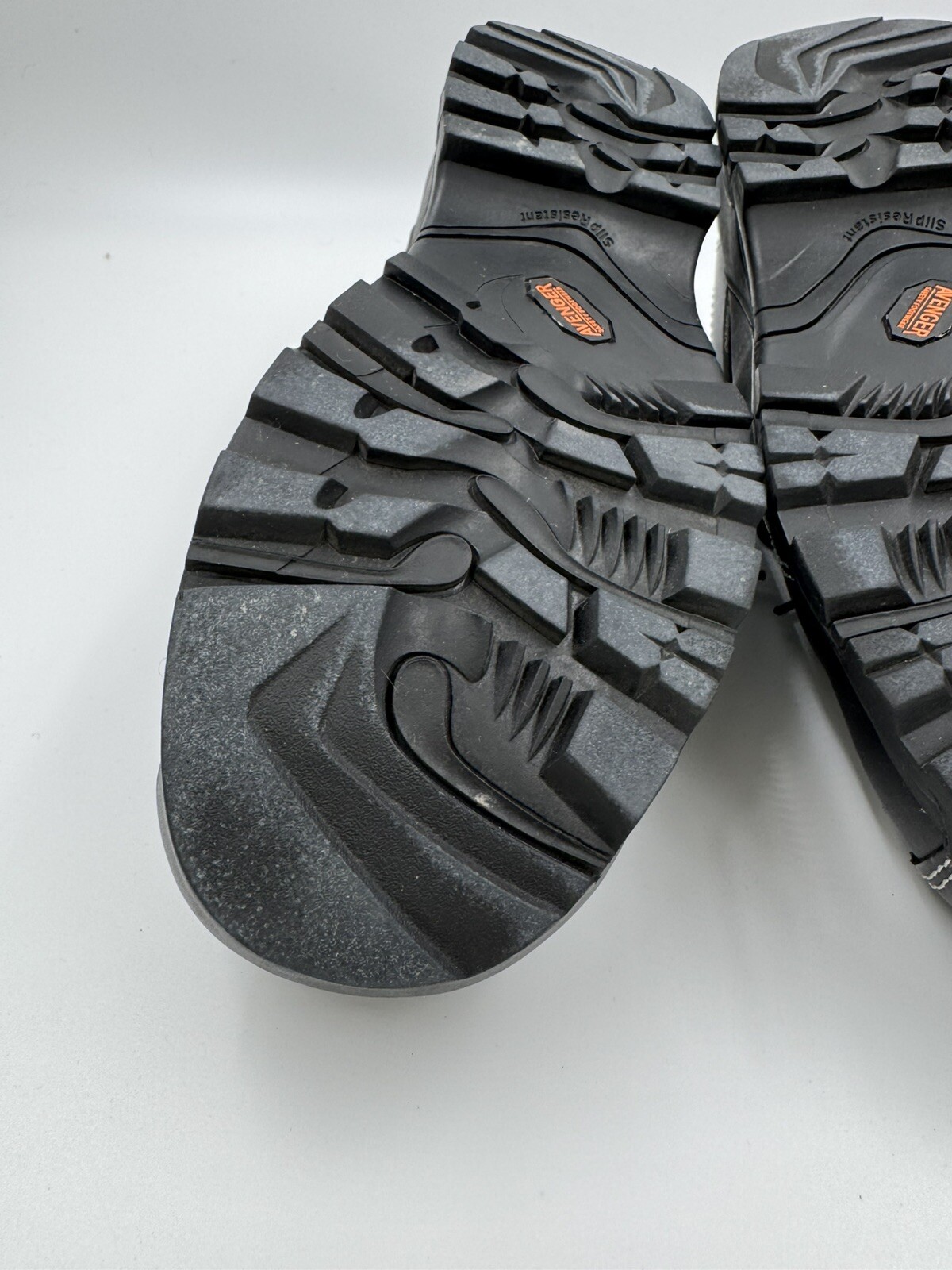 Avenger Safety Footwear Black White Stitch Leather Steel Toe Shoes Womens 7.5