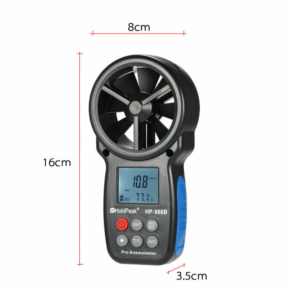 Digital Anemometer 67.1mph 113°F Backlit LCD Wind Chill Portable Outdoor