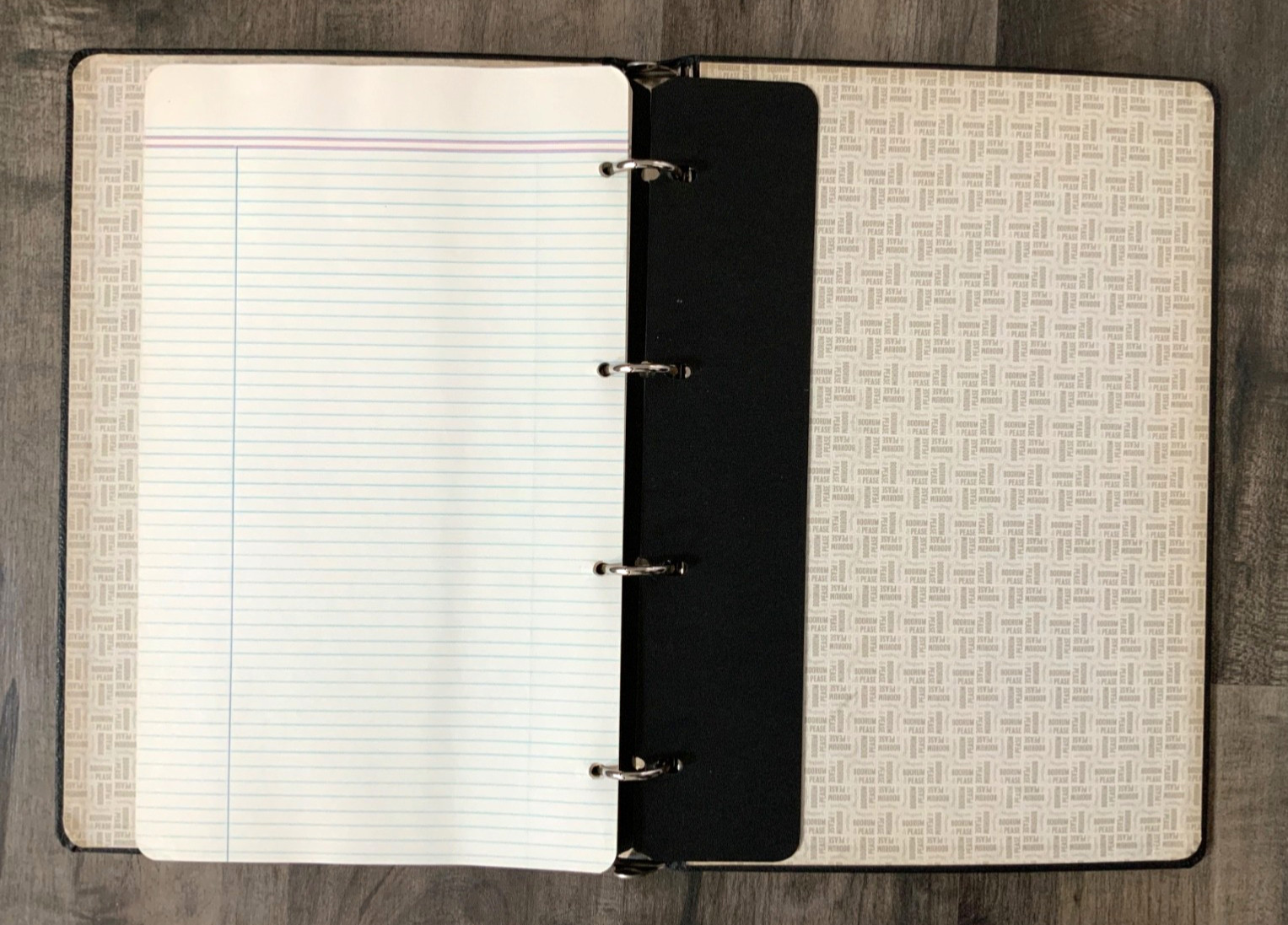 Vintage BOORUM PEASE Black Pebble ACCOUNT RECORD BOOK (4) Ring BINDER 14.5×10