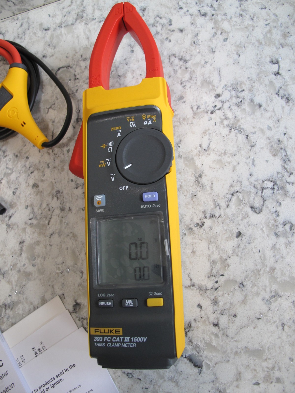Fluke 393 FC Cat III 1500v trms clamp meter w/ iflex i2500-18 + case+leads