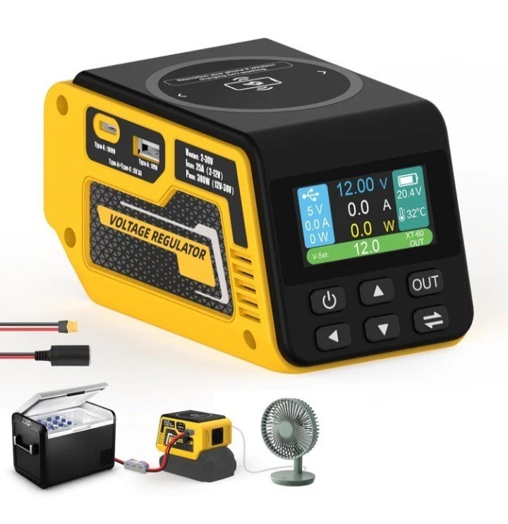 300W power Regulator Wireless charge for Dewalt 20V Battery,2-30V DC Adjustable