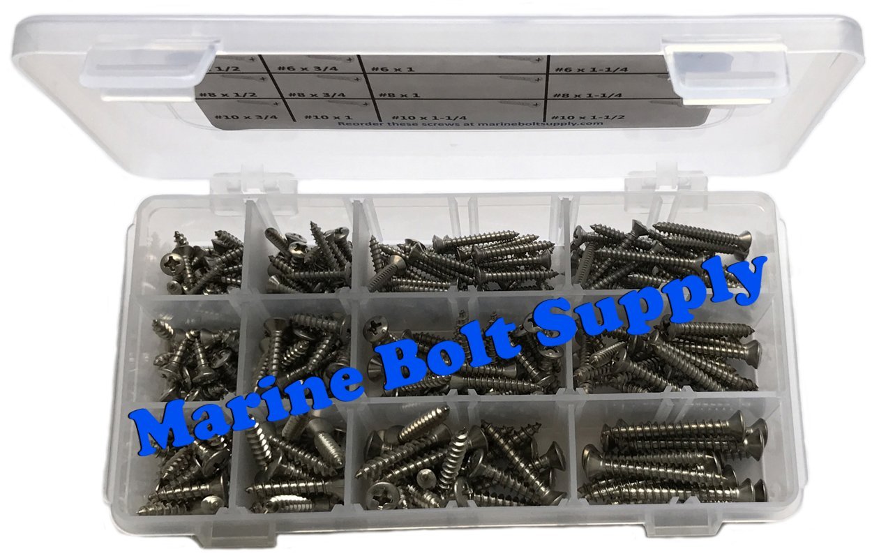 Type 316 Stainless Steel Phillips Oval Sheet Metal Screw Assortment Kit