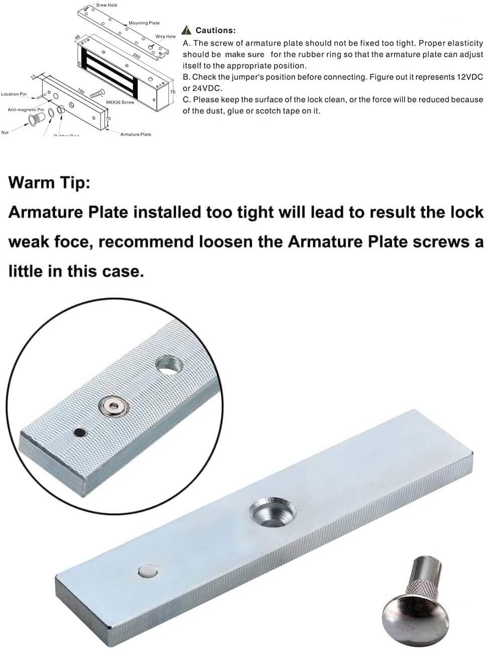 Mag Lock 1200LBS Holding Force Electromagnetic Commercial Lock 12V Fail Safe NC