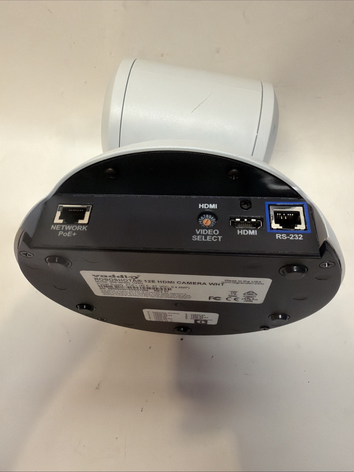 Vaddio Roboshot 12E HDBT PTZ Camera White 998-99400-100W