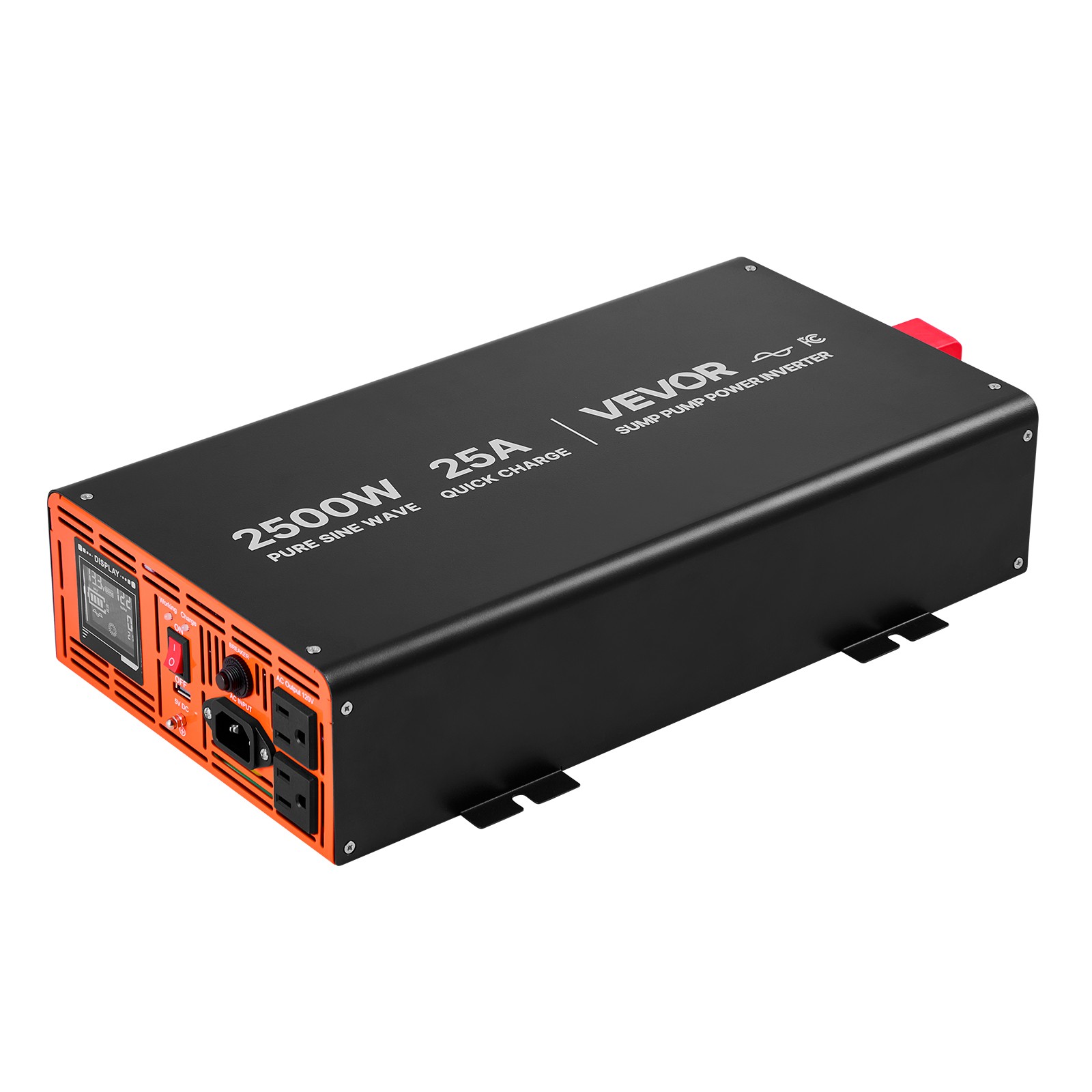 VEVOR 2500W Sump Pump Battery Backup System LCD Pure Sine Wave Power Inverter