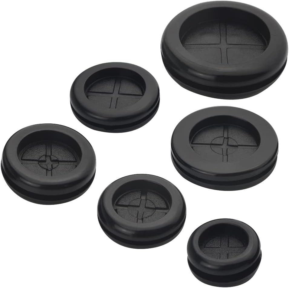 52Pcs 6 Sizes Closed Rubber Grommet Kit Double Sided Electrical Wire Gasket Soli