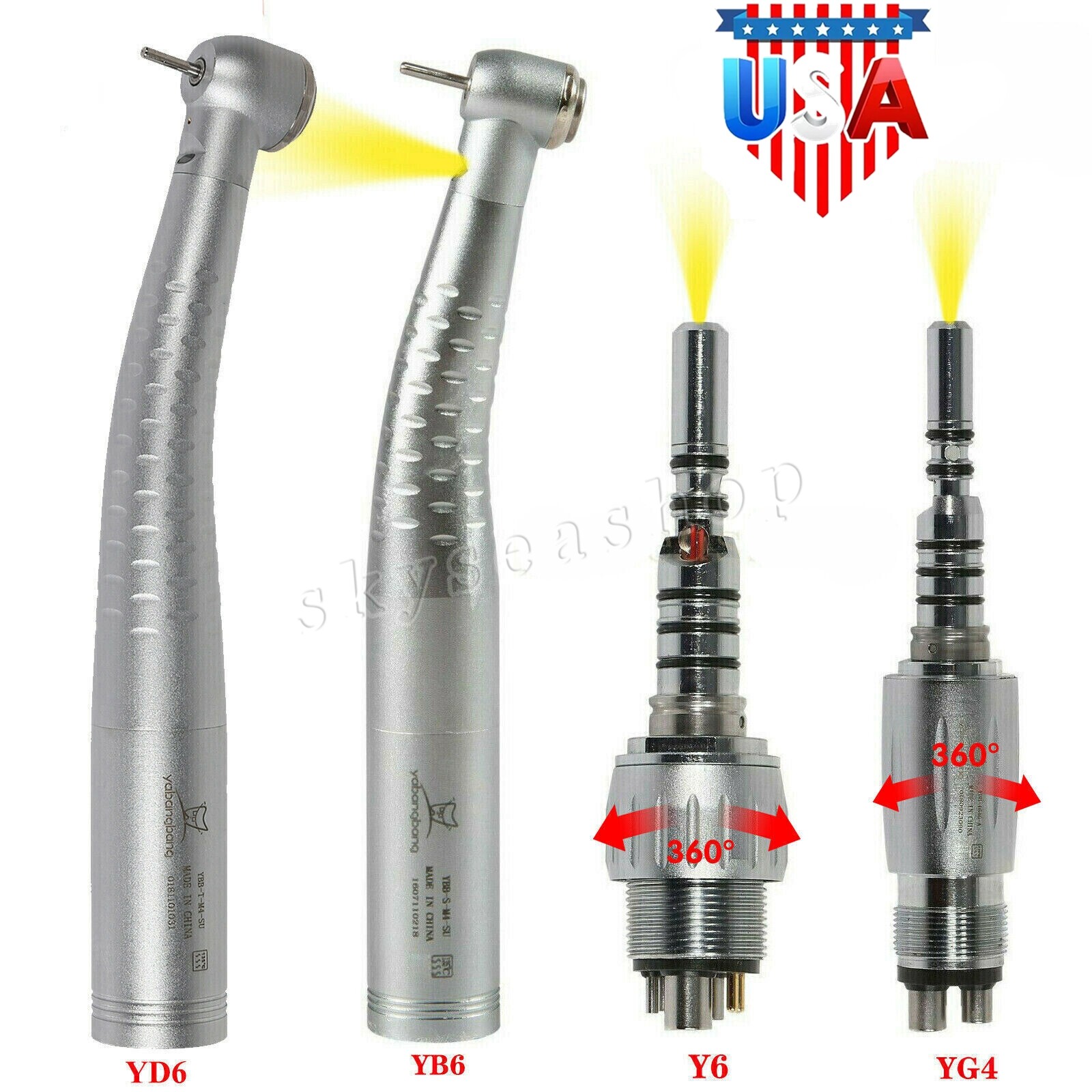 YABANGBANG Dental Fiber Optic LED High Speed Handpiece / LED Quick Coupler 4H/6H