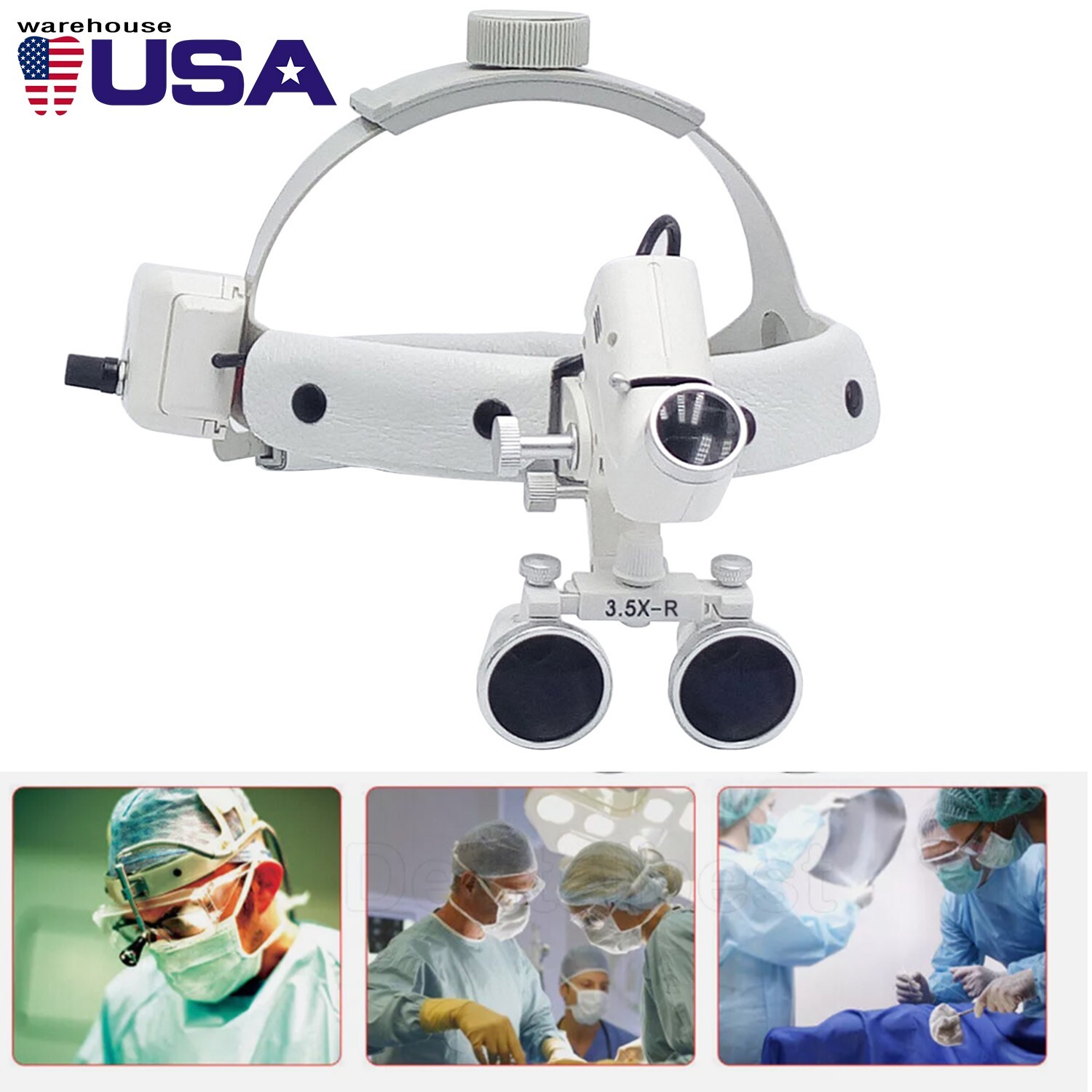 3.5X-R Dental Clinic Medical LED Headlight Headband Binocular Loupes AZDENT