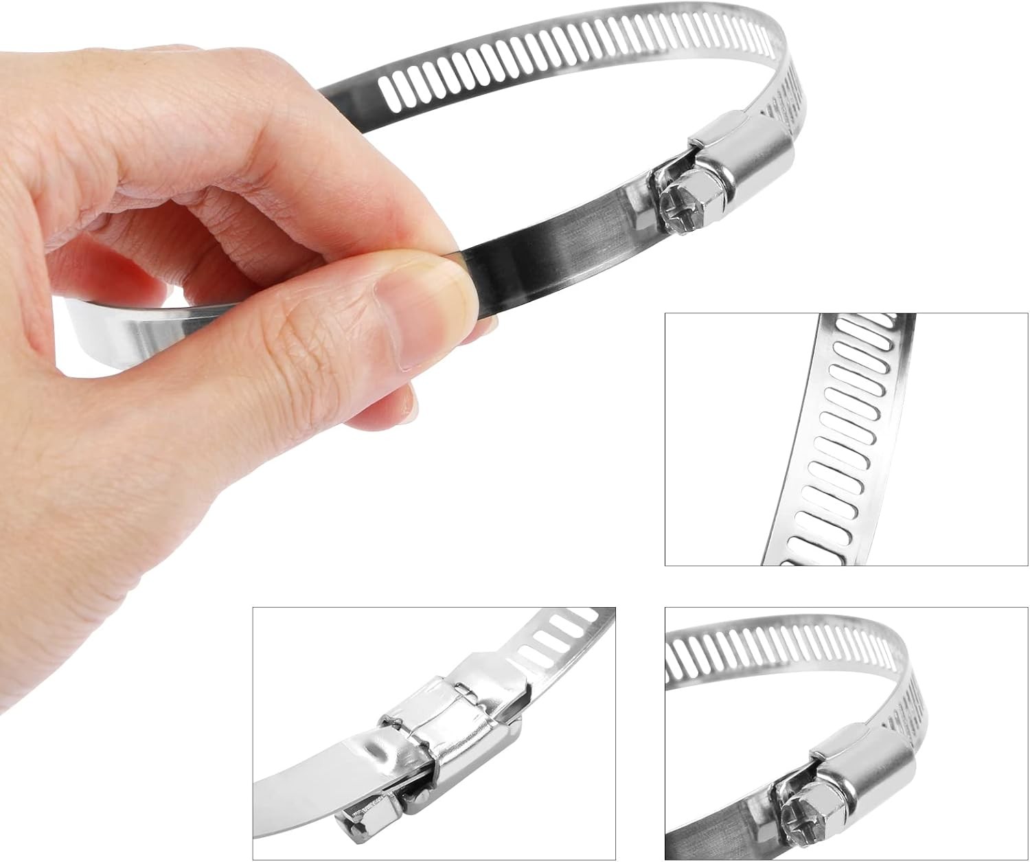 2 Pcs 6 Inch Duct Clamp 140-160mm Stainless Steel Adjustable
