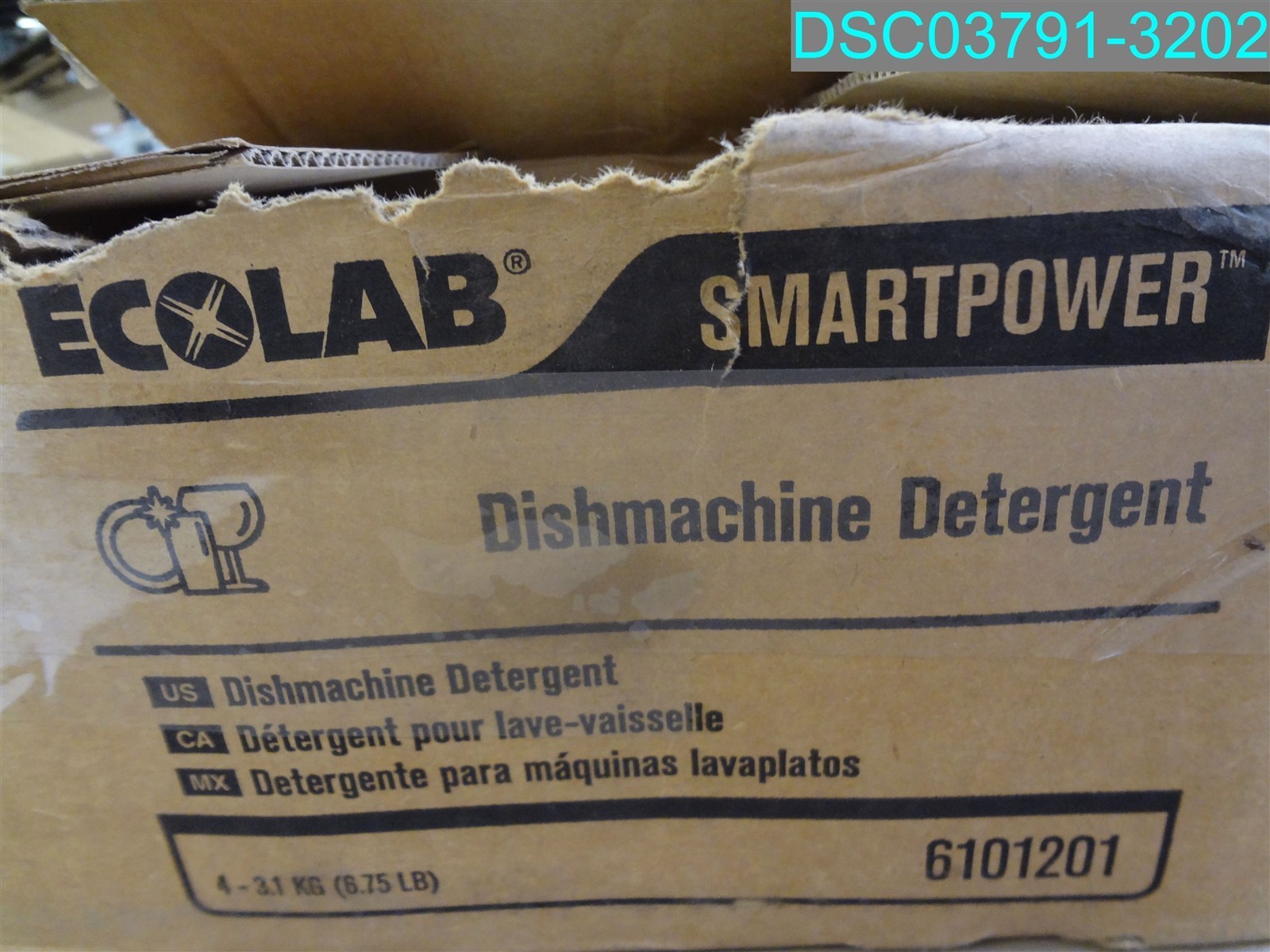 QTY=26LB(4X6.5LB): EcoLab SMARTPOWER Dishmachine Detergent 6101201 025469035165