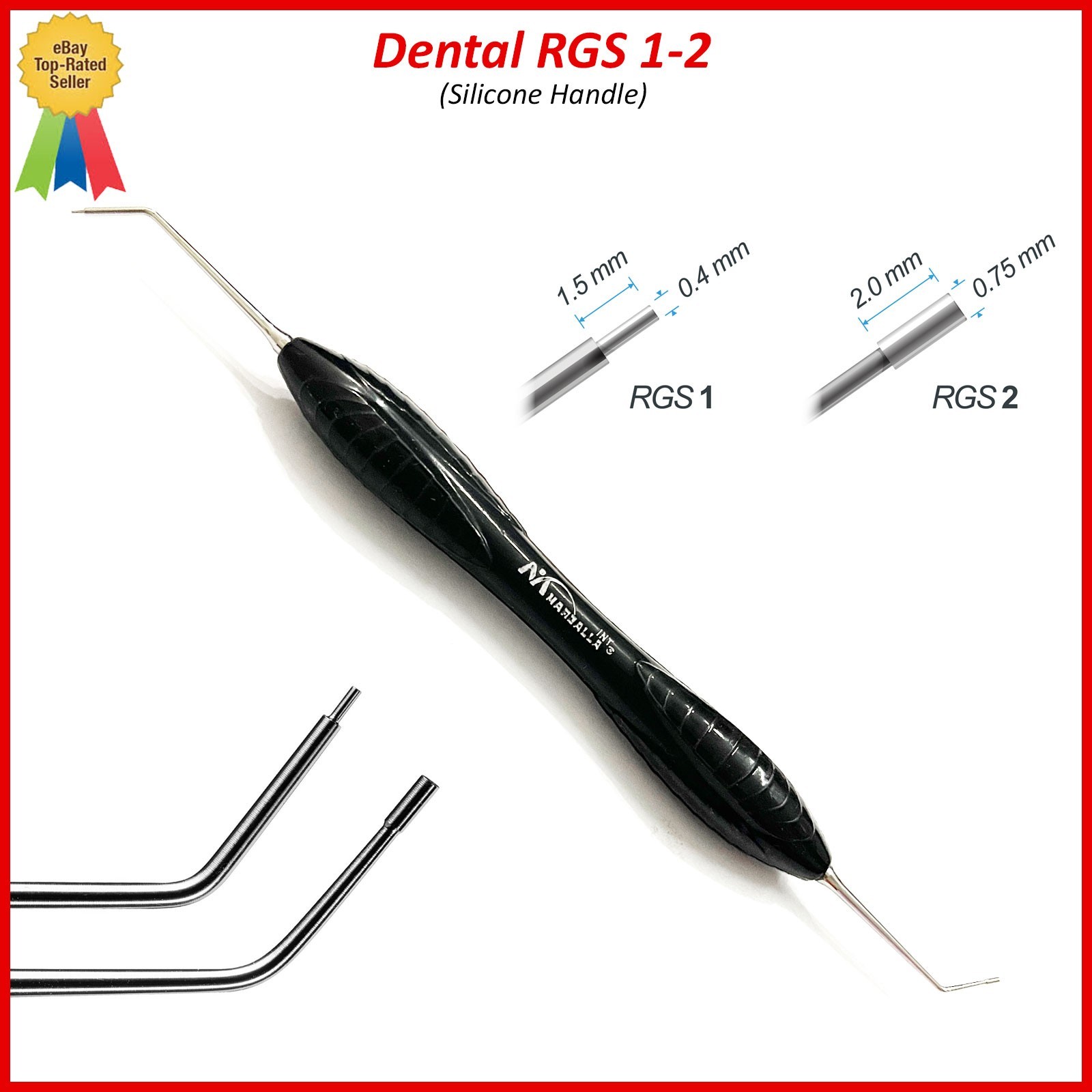 Dental Instrument RGS 1-2 Silicone Handle Depth Dimensions for Restorations