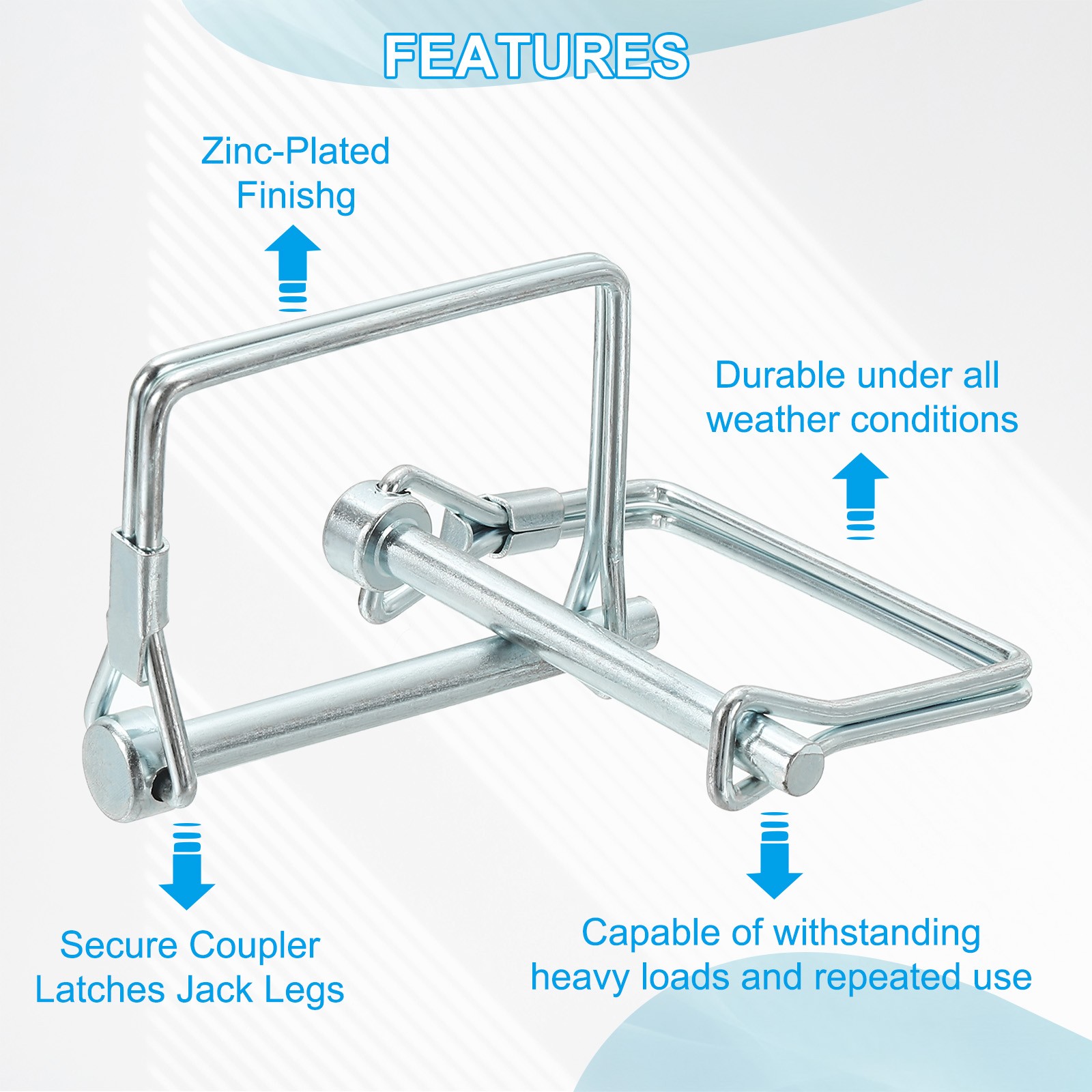 2Pcs 1/2″x3-1/8″ Square Trailer Coupler Pin Wire Lock Pin Shaft Locking Pins
