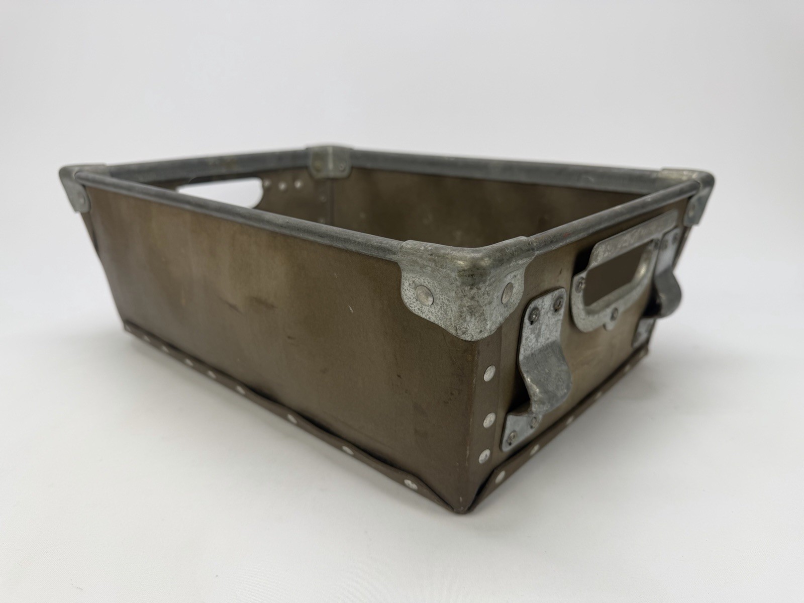 Vintage Industrial Fiberboard Parts/Storage Bin w/Metal Reinforced Corners
