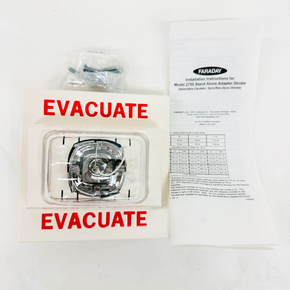 Faraday 2700B2124AA Stand Alone Strobe Evacuate 500-648644FA White – Made in USA