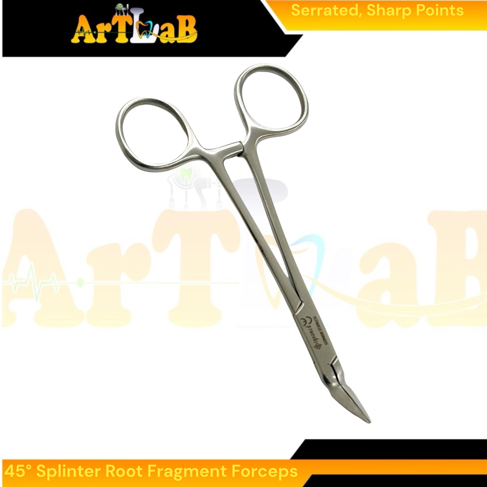 Steiglitz Root Fragment Forceps 45°, 5.5″, Sharp Serrated Points, Dental Forceps
