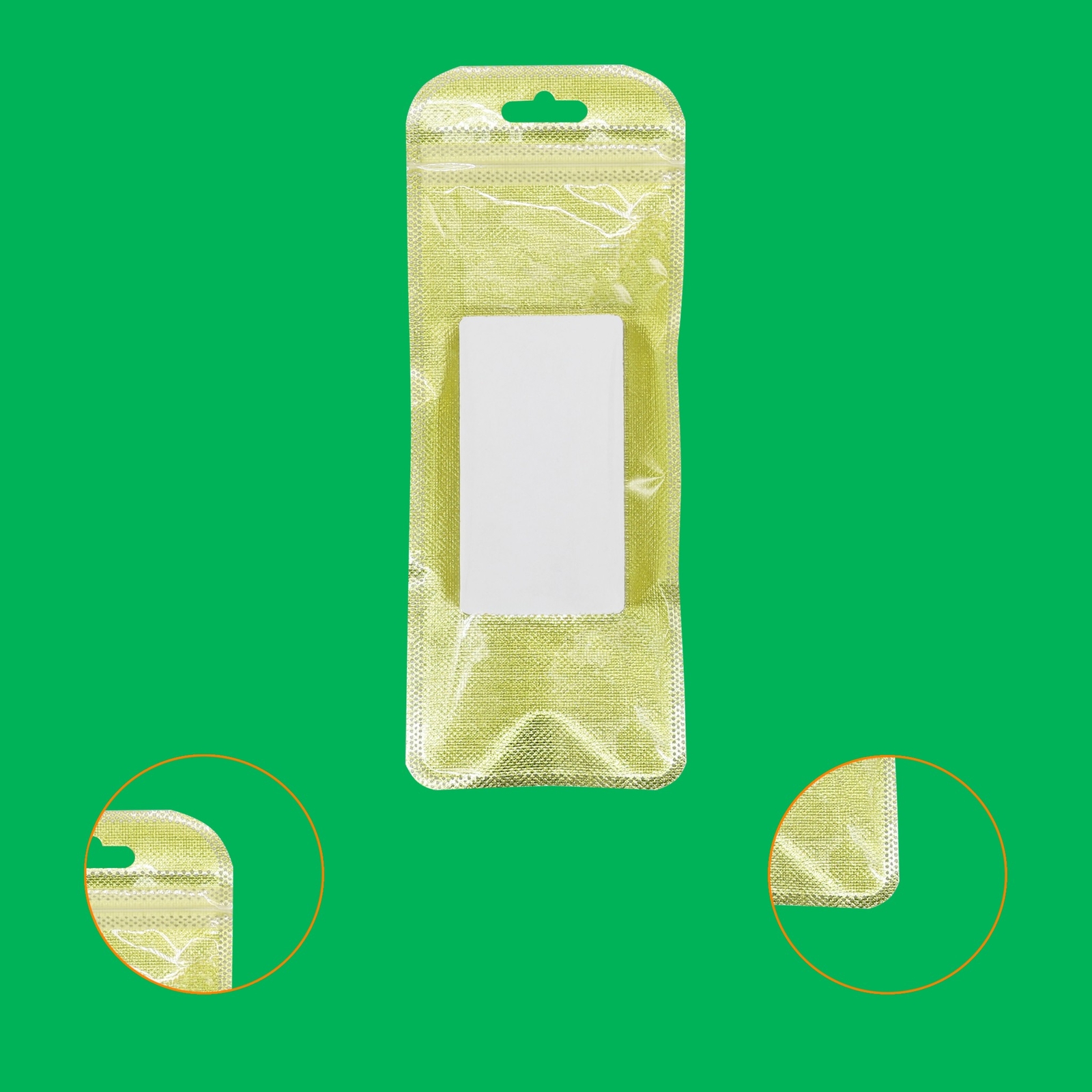 100 Clear & Non-Woven Gold Flat Resealable Hanging Bags for Small Acessories