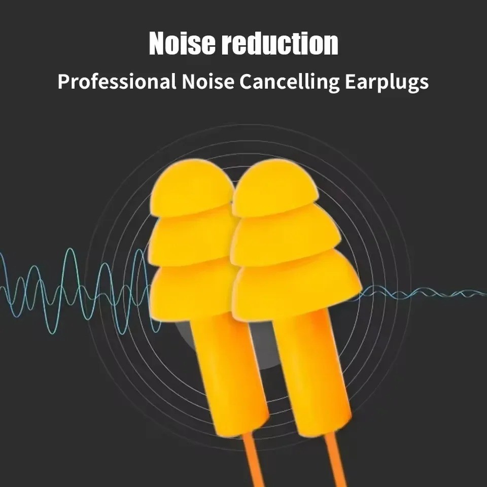 Corded Ear Plugs Soft Silicone Reusable Earplugs Noise Cancelling Safe Hearing