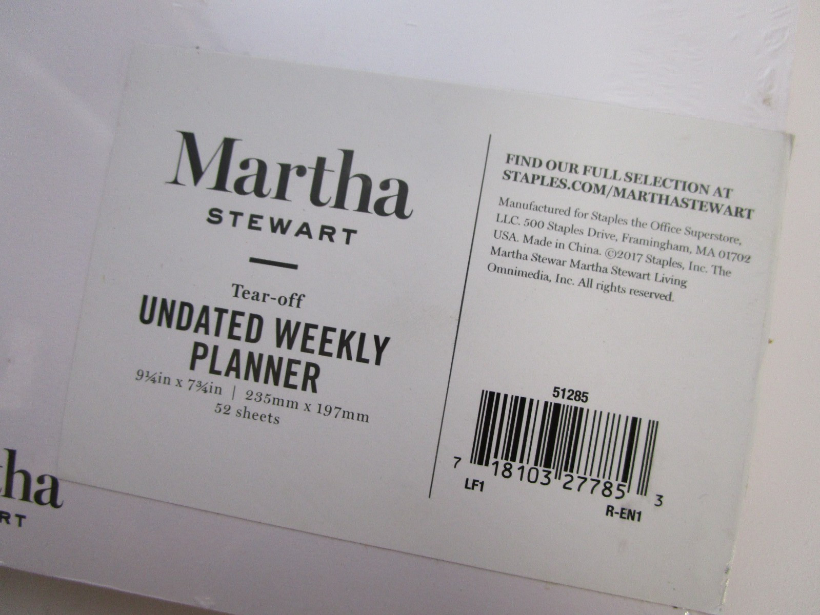 New Sealed Martha Stewart Tear-Off Undated Weekly Planner 9.25×7.75in