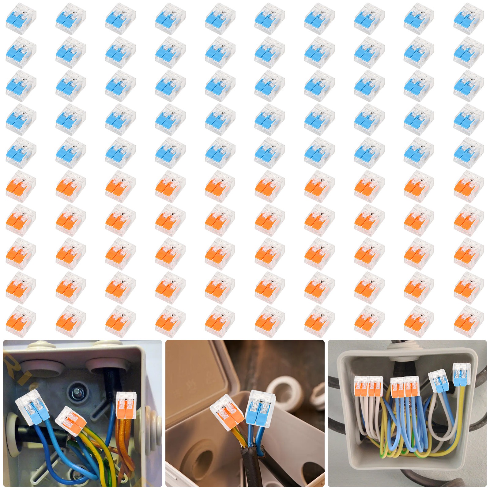100 × 24–12 AWG Lever Wire Connector for Household Installation Wiring Terminals