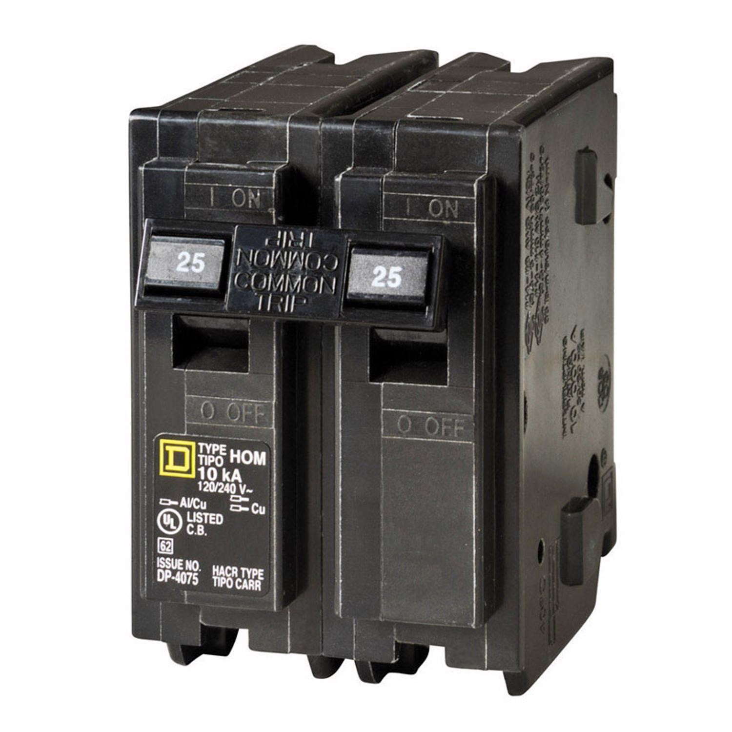 Square D HomeLine 2-Pole Plug-In Mount Indoor Circuit Breaker 120/240V 25A