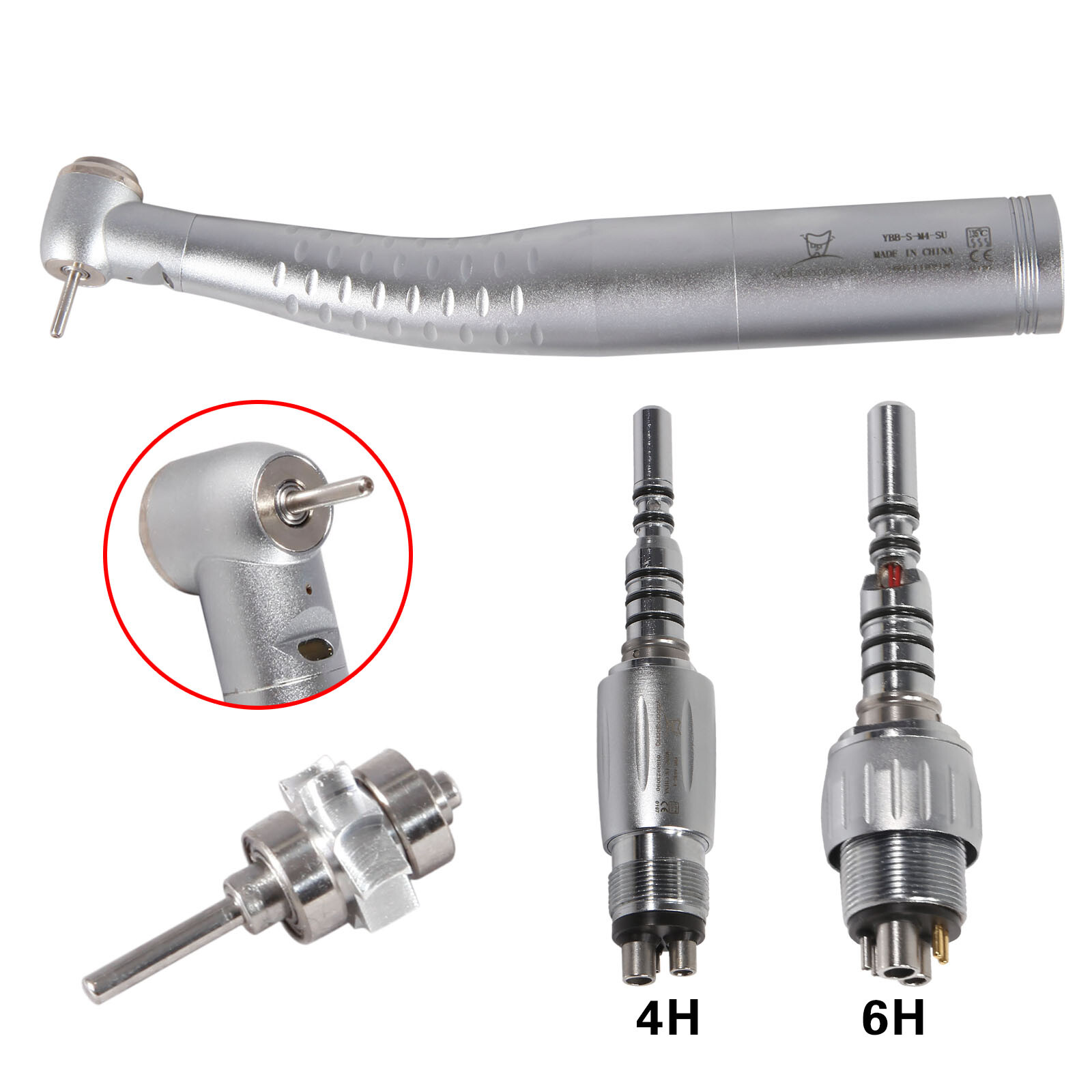 Dental Fiber Optic LED Handpiece High Speed / LED Quick Coupler 4/6Hole Fit KaVo