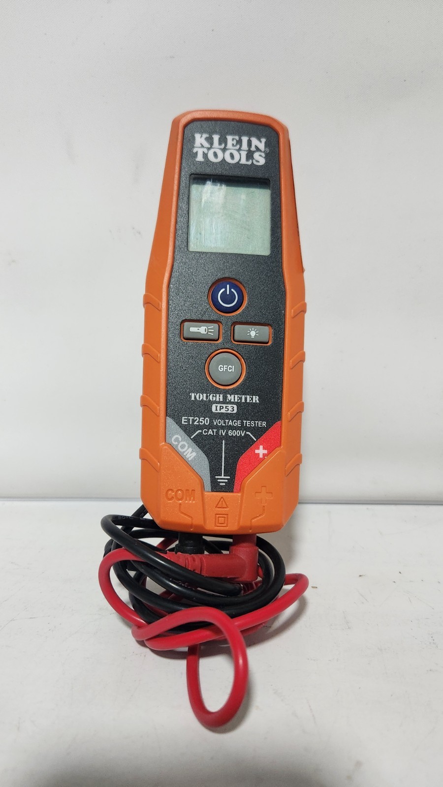 Klein Tools Tough Meter IP53 ET250 Voltage Tester Cat IV 600V + Leads – Tested