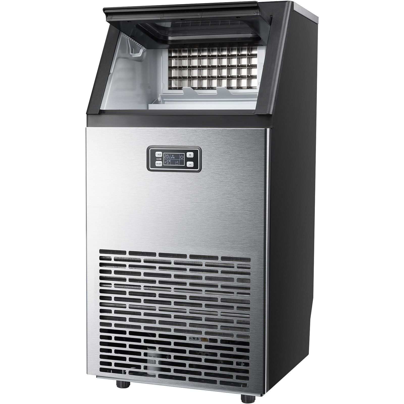 Commercial Stainless Steel Ice Maker, Cub/Crescent Ice 120 lbs/24 H,26.5 lbs Cap