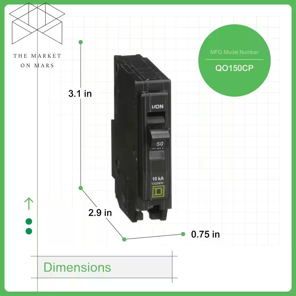 Qo 50 Amp Single-pole Circuit Breaker One-pole 120/240 V Non-Neutral Square D