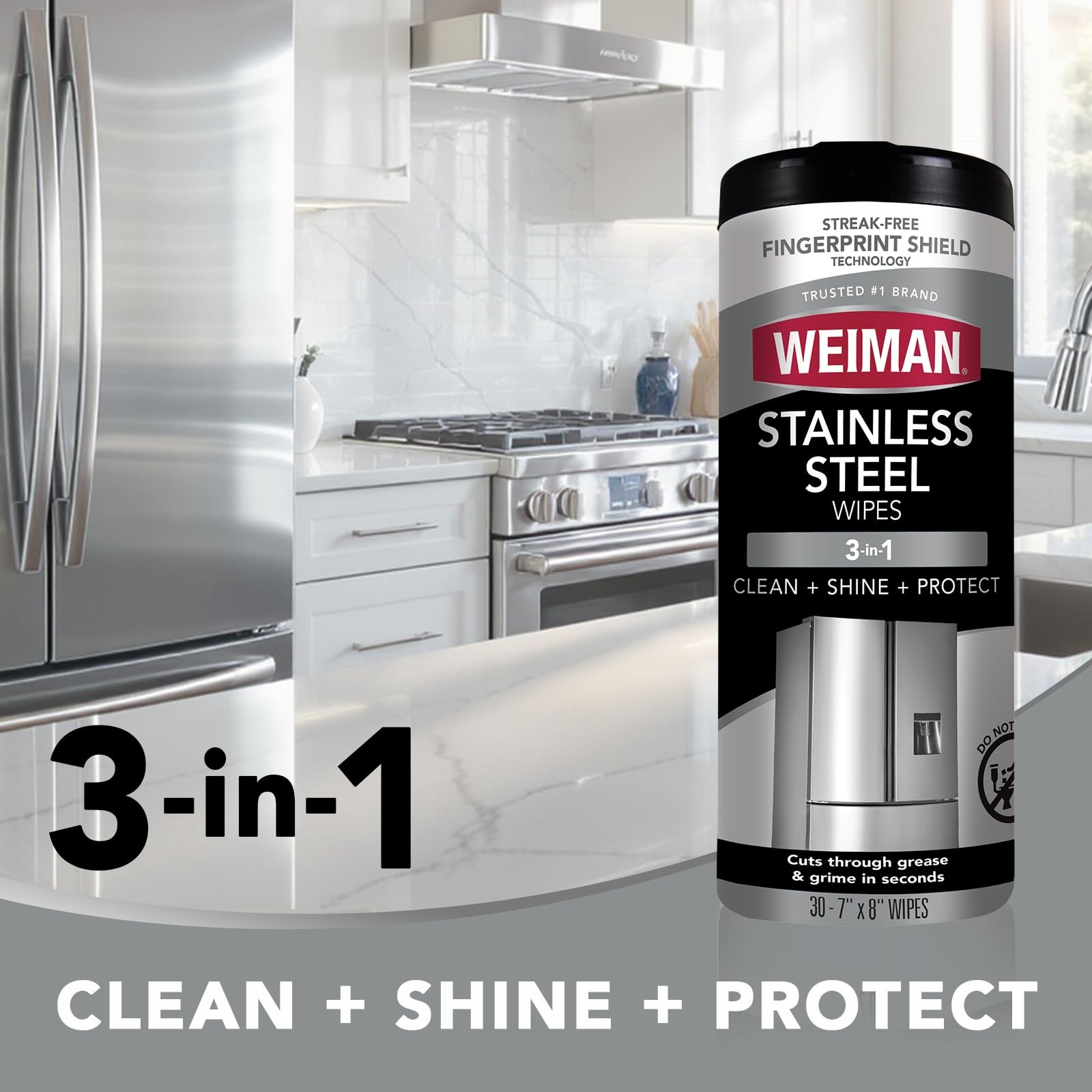 Weiman Stainless Steel Cleaner, 30 30 Count (Pack of 1), stainless steel