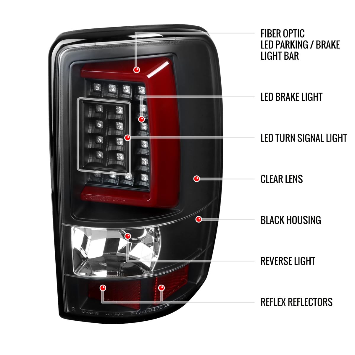 00-06 Chevy Suburban Tahoe for GMC Yukon Red LED Bar Tail Lights Brake Lamps 2PC