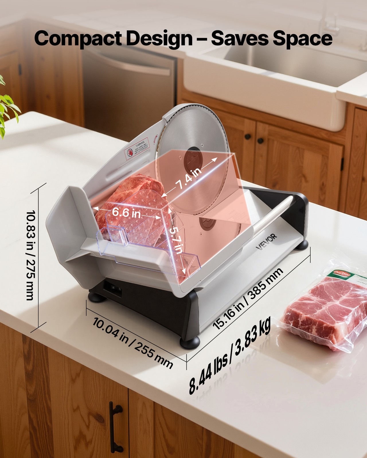 VEVOR Meat Slicer Electric Deli Slicer Machine 200W 7.5 in Sharp Blade for Home